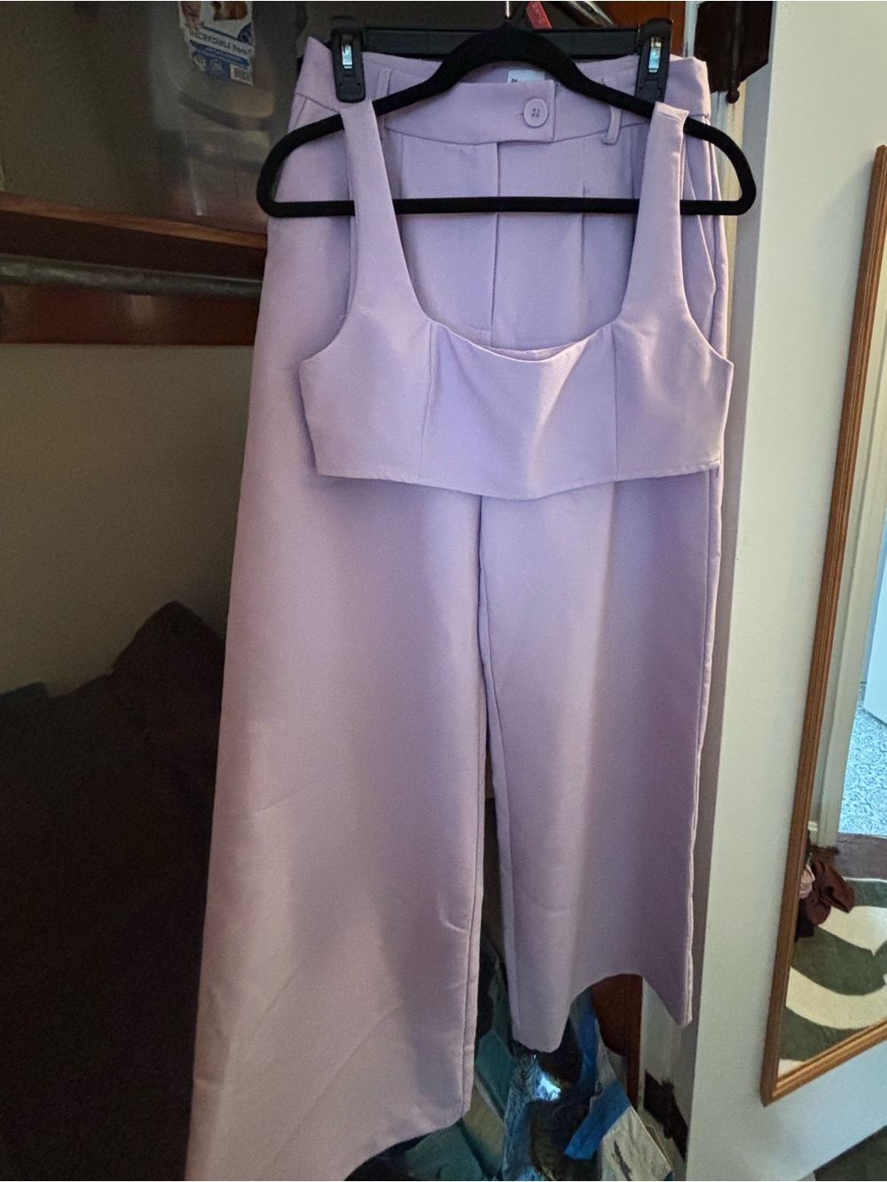 Women's Lavender Wide-Leg 2 Piece Set